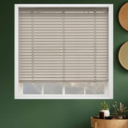 50mm Kurdelalı Ahşap Jaluzi Perde - Bej