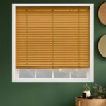 50mm Kurdelalı Ahşap Jaluzi Perde - Açık Kahve