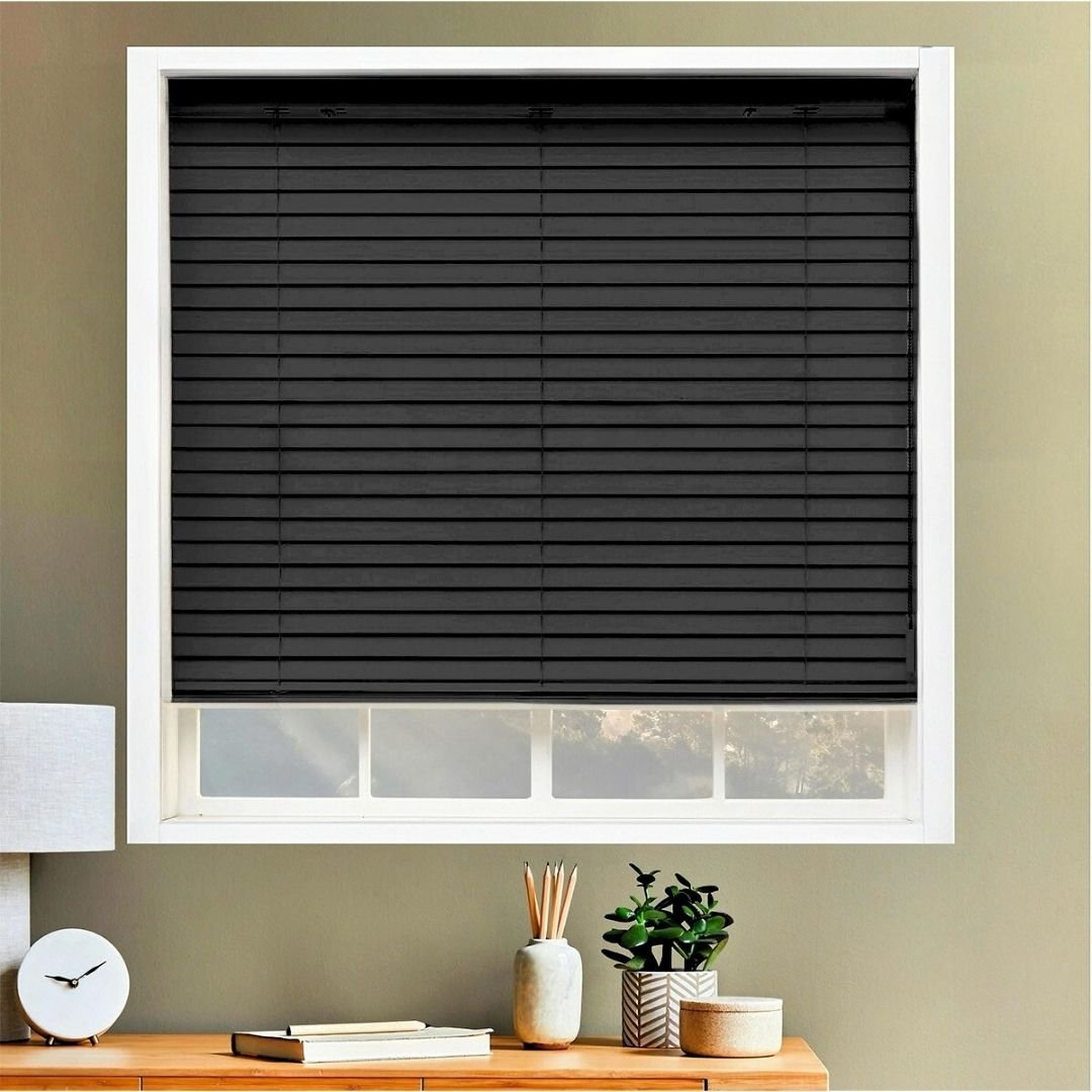 ALYA-106.jpg 50mm Merdiven İpli Ahşap Jaluzi Perde - Siyah - Görsel 1